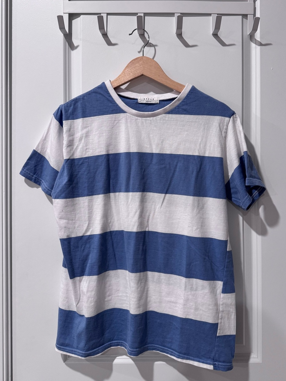 Striped Crewneck T‑Shirt in Blue and White